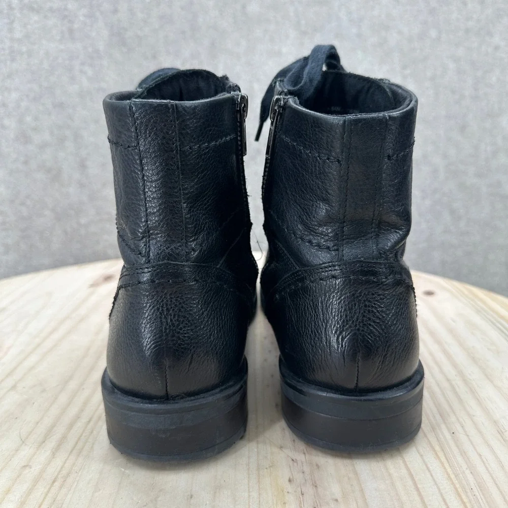GBX Combat Boots Mens 8.5 Black Leather Side Zip Lace Up Motorcycle